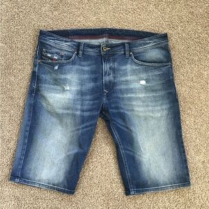 Diesel Jeans Mens Denim Bermuda Size 36 Blue Distressed